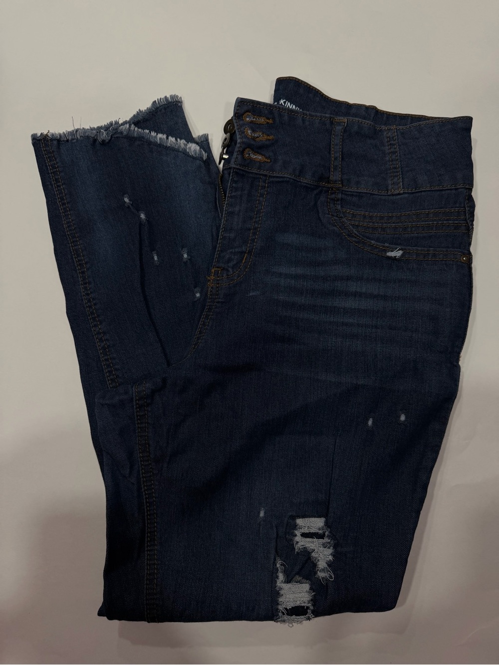 NOBO Dark Blue Distressed Skinny Jeans